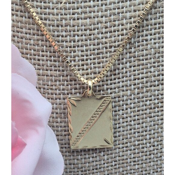 Child of Wild Luca Pendant Necklace 18K Gold Overlay Box Chain Etched Unisex - Picture 2 of 10